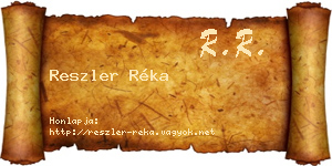 Reszler Réka névjegykártya
